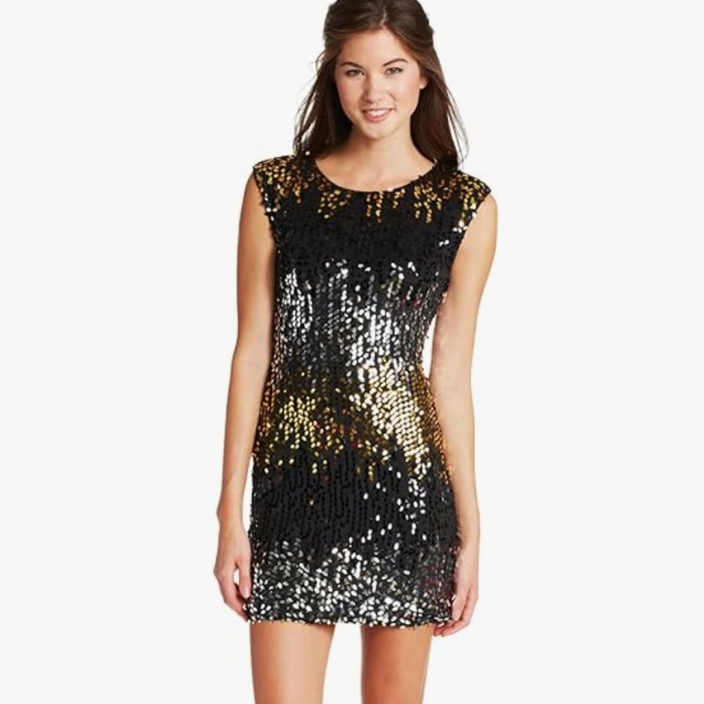 As U Wish Cap Sleeve Sequin Dress